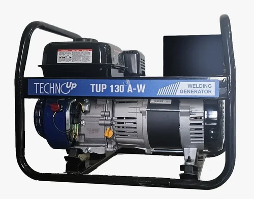 רתכת גנרטור TECHNUP TUP 130 A-W עם לוח פיקוד, חיבורי ריתוך, שקע חשמל ומערכת קירור מאולצת