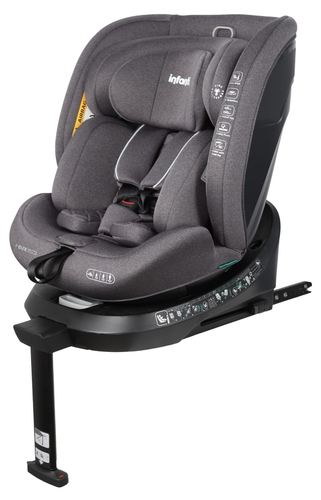 כיסא בטיחות ובוסטר מסתובב I-ELITE 360º מלידה ועד גיל 8 בתקן i-Size עם ריפוד מלאנג' מנדף זיעה - אפור