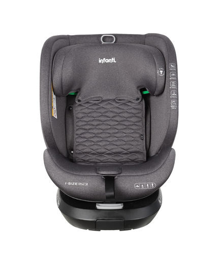 כיסא בטיחות ובוסטר מסתובב I-ELITE 360º מלידה ועד גיל 8 בתקן i-Size עם ריפוד מלאנג' מנדף זיעה - אפור