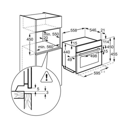 תנור בנוי 43 ליטר משולב מיקרוגל AEG KME565060B Frame Series Compact שחור אאג