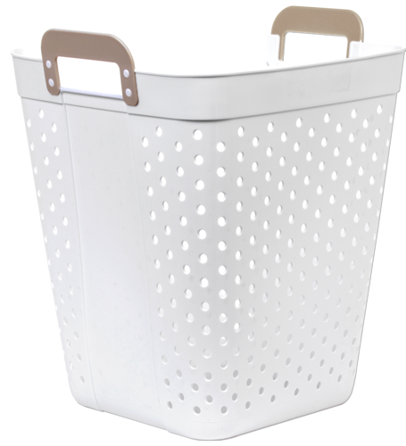 סל כביסה מעוצב עם ידיות - דגם עופרי נמוך נפח 70 ליטר