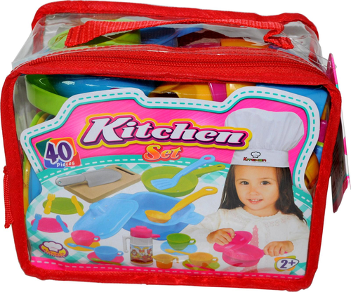 תיק ניילון רב פעמי עם 40 אביזרים למטבח ילדים 1
