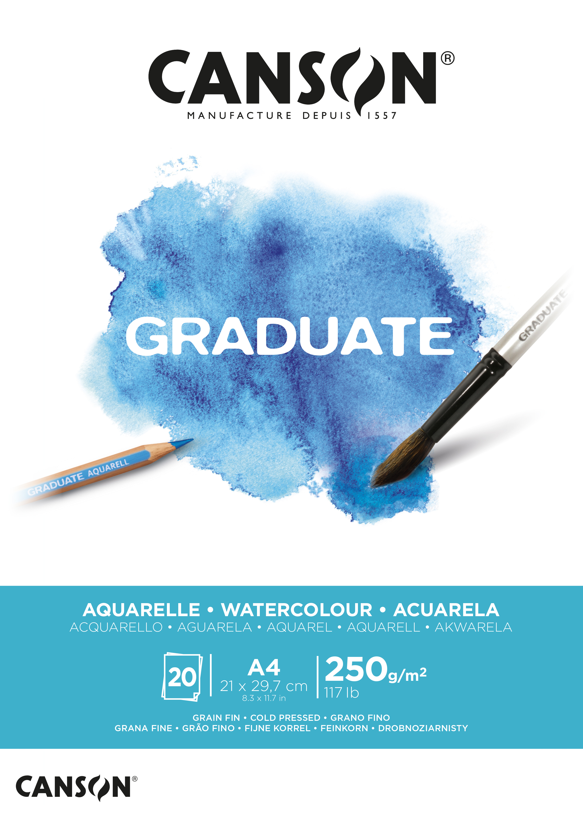 כנסון GRADUATE בלוק A4 אקוורל 20דפים 250 גרם