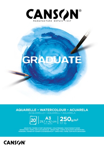 כנסון Graduate בלוק אקוורל A3 – 20 דפים, 250 גרם (חבילה של 5)