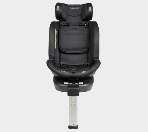 כיסא בטיחות מסתובב 360º משולב בוסטר i-Protect Plus עם בד פרימיום מנדף זיעה - שחור