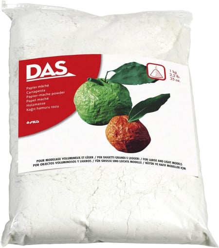 אבקת עיסת נייר איכותית , 1 ק"ג PAPIER MACHE  מבית DAS