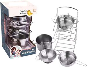 סט 7 אביזרי מטבח ממתכת אל-חלד למשחקי דמיון