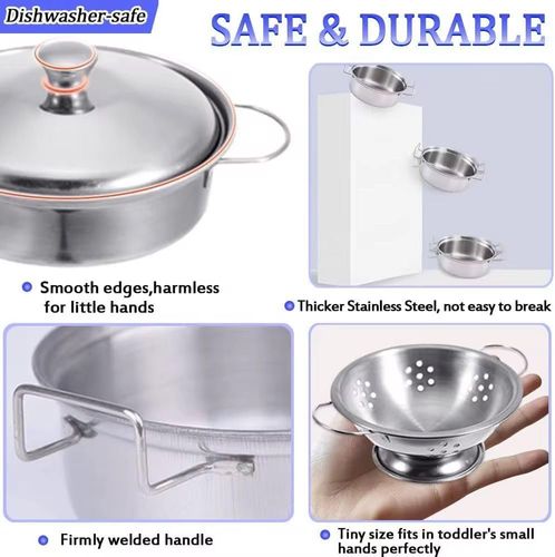 סט 7 אביזרי מטבח ממתכת אל-חלד למשחקי דמיון