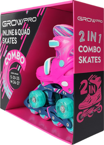 רולר בליידס משולב גלגליות 2ב1 מידה 34-37 דגם Combo Skates2in1 Medium צבע ורוד