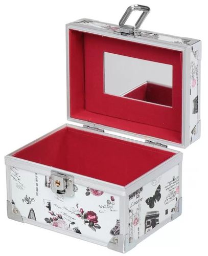 קופסת תכשיטים עם מנעול, מדף פנימי ומראה (מגוון עיצובים)