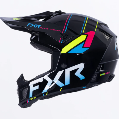 קסדת שטח אפ אקס אר קלאץ FXR CLUTCH שחור\תכלת\צהוב