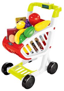 עגלת קניות / סופר לילדים עם אורות וצלילים ו 41 אביזרי משחק - ירוק/אדום