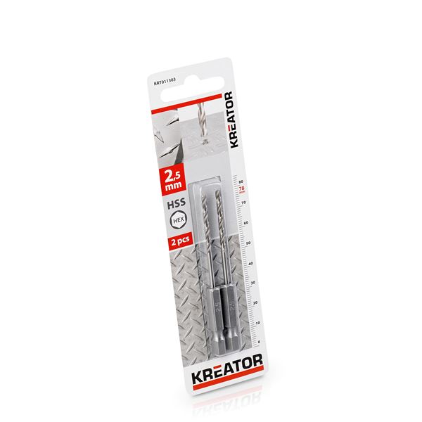 זוג מקדחי HEX אימפקט מתכת  KRT011303 2HSS  2.5x78