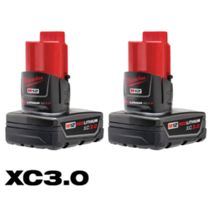 סט 2 סוללות מילווקי Milwaukee M12 REDLITHIUM XC3.0Ah דגם 48-11-2412 | מארז של 2 סוללות