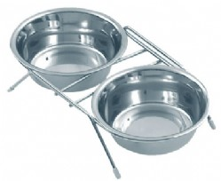 קומר צמד קערות נירוסטה 0.25 ל ומעמד