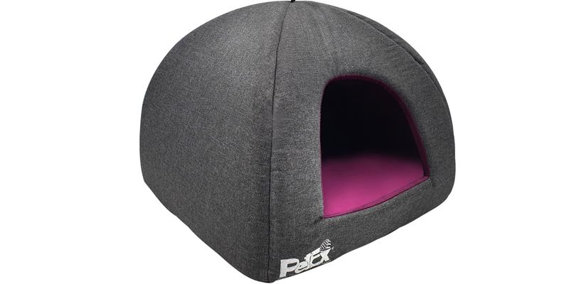 פטקס איגלו מיטה אפור וסגול + כרית - 40X40X35 ס"מ