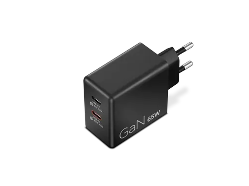 Lenovo Dual USB-C 65W GaN Charger מטען קומפקטי עם שני חיבורי USB-C
