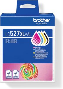 סט 4 ראשי דיו מקורי brother lc527XLbk/c/m/y