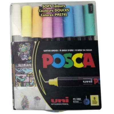 סט 8 טוש גווני פסטל 0.7 מ מ POSCA -PC 1MR