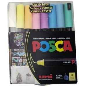 סט 8 טוש גווני פסטל 0.7 מ מ POSCA -PC 1MR