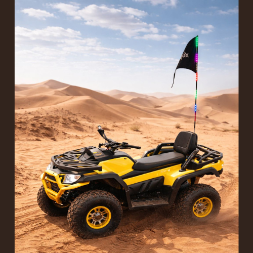 טרקטורון NITROX גלגלי אוויר 24V כולל בלם חשמלי ודגל - שחור צהוב