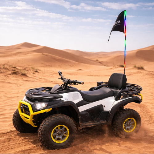 טרקטורון NITROX גלגלי אוויר 24V כולל בלם חשמלי ודגל - שחור לבן משולב