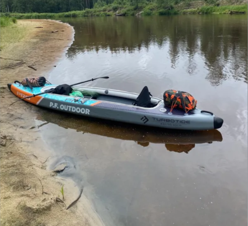 קיאק מתנפח זוגי חזק במיוחד לדייג ושייט בים TURBOTID PRO Double Kayak