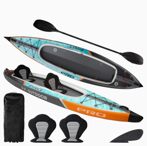 קיאק מתנפח זוגי חזק במיוחד לדייג ושייט בים TURBOTID PRO Double Kayak