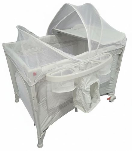   לול רשת משולב 4 ב 1 Baby Hub לול, עריסה מתחברת, משטח החתלה ומיטת קמפינג עם דופן עולה / יורדת 