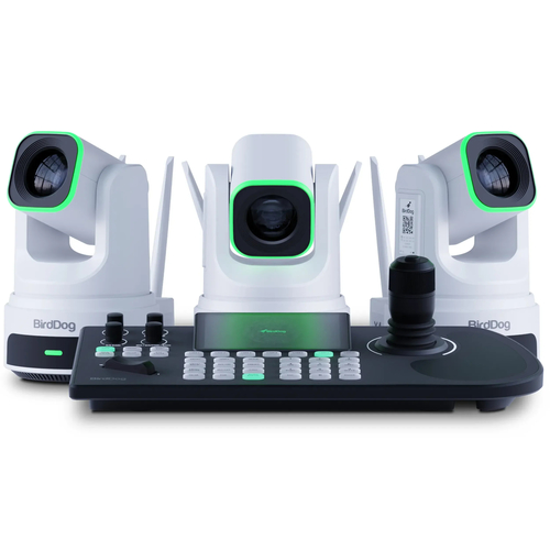 באנדל 3 מצלמות X4 Ultra ובקר שליטה BirdDog KBD - צבע לבן