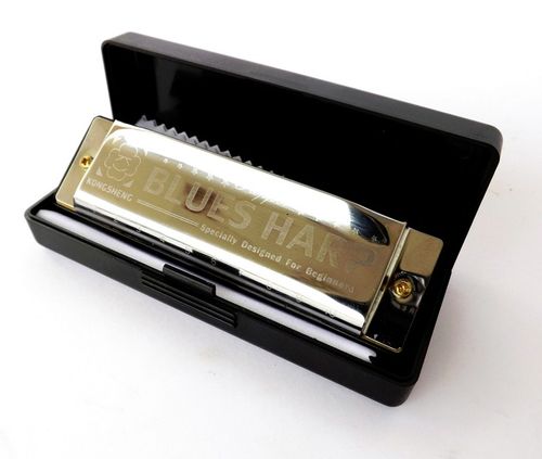 מפוחית דיאטונית KongSheng Bluesharp - מבט על מפוחית 10 חורים עם מעטפת כרום ועיצוב קלאסי למתחילים