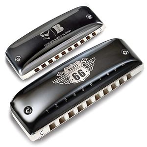 מפוחית בלוז דיאטונית 10 חורים עם לשוניות ברונזה פוספורית - Kongsheng Route 66 Ceramic Black