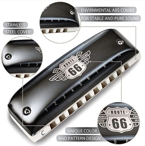 מפוחית בלוז דיאטונית צהובה Kongsheng Route 66 - עיצוב ארגונומי מעוגל עם כיסוי קרמי ולשוניות ברונזה פוספורית לנגינה מקצועית