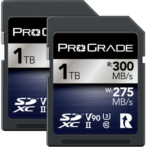 זוג כרטיסי זיכרון ProGrade 1TB SDXC UHS-II V90 Iridium