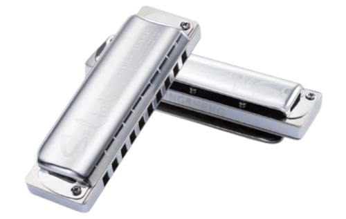 מפוחית דיאטונית KONGSHENG Solist Folk Harp - מבט על רקע לבן מציג עיצוב כפרי רטרו עם לוחות כיסוי נירוסטה מטופלים ומסרק אלומיניום איכותי