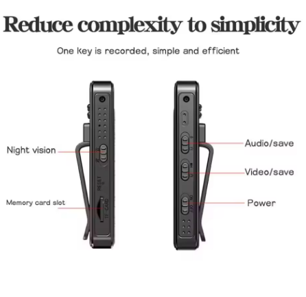 מצלמת גוף נסתרת HD 1080P נטענת כולל הקלטה וכרטיס זיכרון