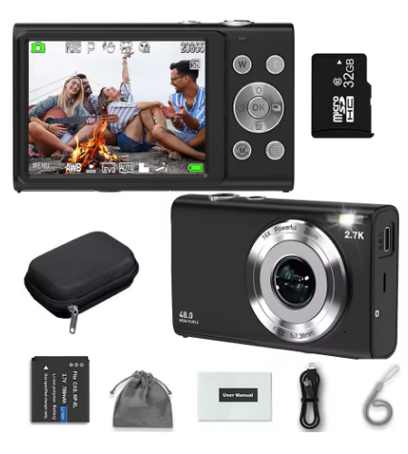 מצלמה דיגיטלית 4K  48MP עם מסך גדול בגודל 2.8 אינץ