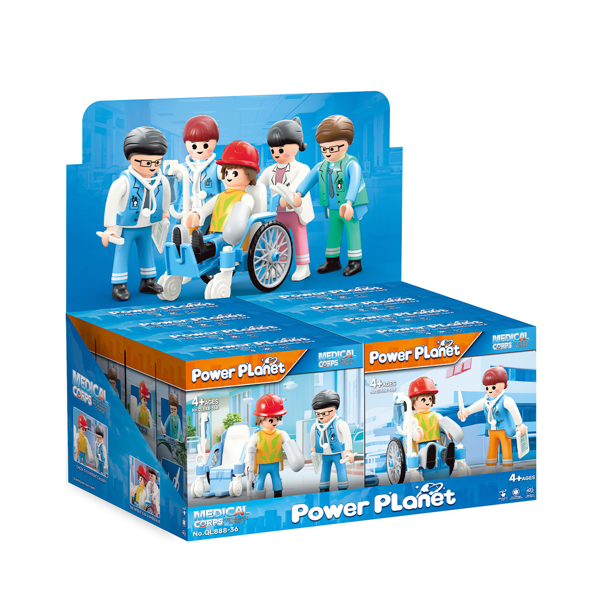 רופאים עם מטופל בכסא גלגלים לבחירה מתוך 4 דמויות POWER PLANET