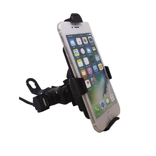 תושבת טלפון UNI-GRIP לאופנוע עם שקע טעינה