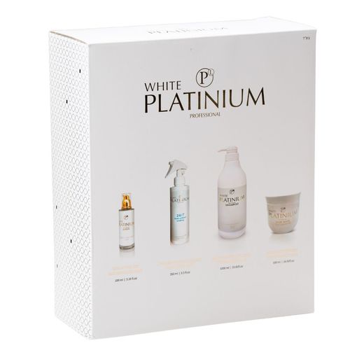 מארז שיקום לשיער White Platinium שמפו+ מסכה + סרום+ מסכה ללא שטיפה לשיער צבוע, יבש ופגום במיוחד וויט פלטינום