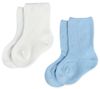 מארז 2 זוגות גרביים לתינוק במידה 0-12 - תכלת + לבן