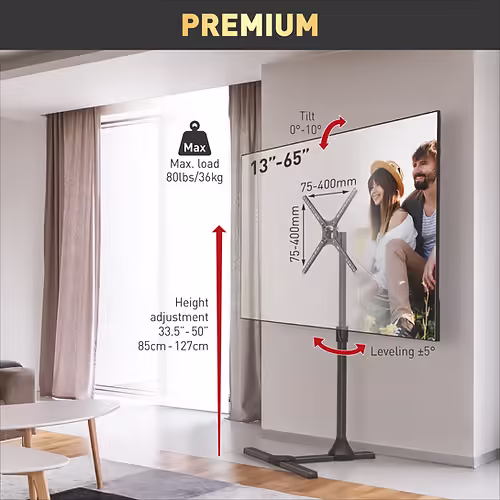BARKAN FS310T Floor Stand TV Mount - Tilt & Height Adjustment