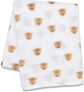 חיתול תינוק /  שמיכת עיטוף מעוצבת 100% כותנה 100X100 ס"מ - פרות חביבות