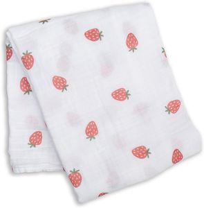 חיתול תינוק /  שמיכת עיטוף מעוצבת 100% כותנה 100X100 ס"מ - תותים