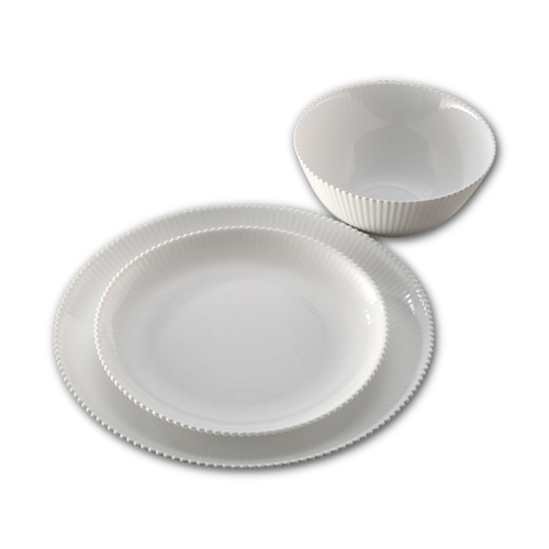 סט אוכל 18 חלק זכוכית אנטי צ'יפ אופל לבן מרוקע STRIPES