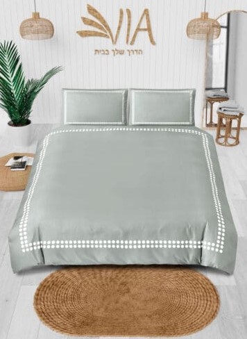 סט מצעים זוגי  100% כותנה דגם אפרת- צבע ירוק