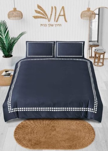 סט מצעים זוגי  100% כותנה דגם אפרת- צבע כחול