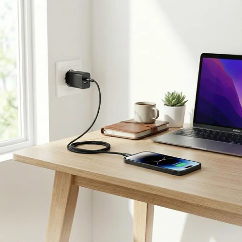 מטען קיר 2 יציאות NONSTOP PowerLine 15W USB + כבל USB-A ל-Lightning (צבע שחור)