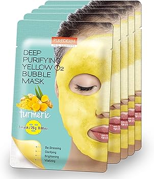 Deep Face Cleansing Oxygen Mask "Turmeric" Purederm Deep Purifying Yellow O2 Bubble Mask