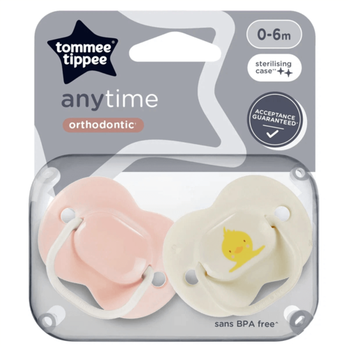 זוג מוצצים 0-6 חודשים Any Time טומי טיפי - Tommee Tippee 2X 0-6 M Any Time Soothers